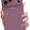 OOK Magnetic Case for iPhone 17 Pro 6.3 Inch [Wireless Charging Compatible] Soft TPU Solid Phone Cover Anti-Scratch Shockproof Protection Slim Case for Women Men - Rose Purple