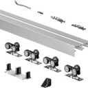 Heavy Duty Bypass Sliding Closet Door Track Hardware 72",6FT Aluminium Pocket Door Track Rail Set, Smoothly and Quietly, for 2 Door System