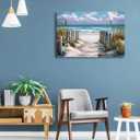 Bathroom beach picture wall art, blue ocean painting decorate bedroom, relax sea view artwork, 16"L x 24"W