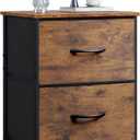 WLIVE Night Stand, Small 2 Drawer Dresser, Nightstand with Fabric Bins for Bedroom, Closet, Dorm, Rustic Brown Wood Grain Print, 11.8" D x 15.7" W x 20.9" H