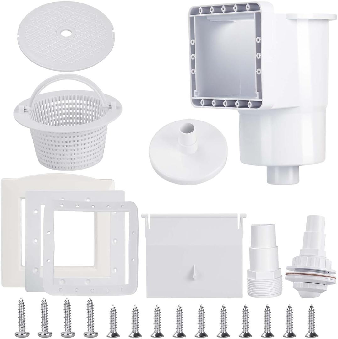 Upgraded SP1091LX Above Ground Pool SkimmerPool SkimmerThru-Wall Skimmer,Above Ground Pool Skimmerwith Accessories Opening Width 6 Inches,Compatible with All Standard Pool Wall Openings