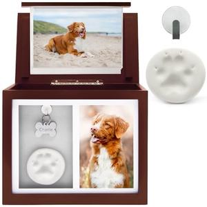 Chasing Tails Pet Urns for Dogs Ashes Keepsake - Memorial Dog Urns for Ashes Personalized, Cat Urns for Ashes, pet urns for Dogs Ashes Small - Includes Pet Paw Print Kit, Picture Frame and Photo Book (Brown)