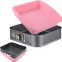 Springform Pan Set - Nonstick Cheesecake Pan with Removable Bottom, Leakproof Protector, 10 Parchment Paper Liners (9INCH SQUARE)