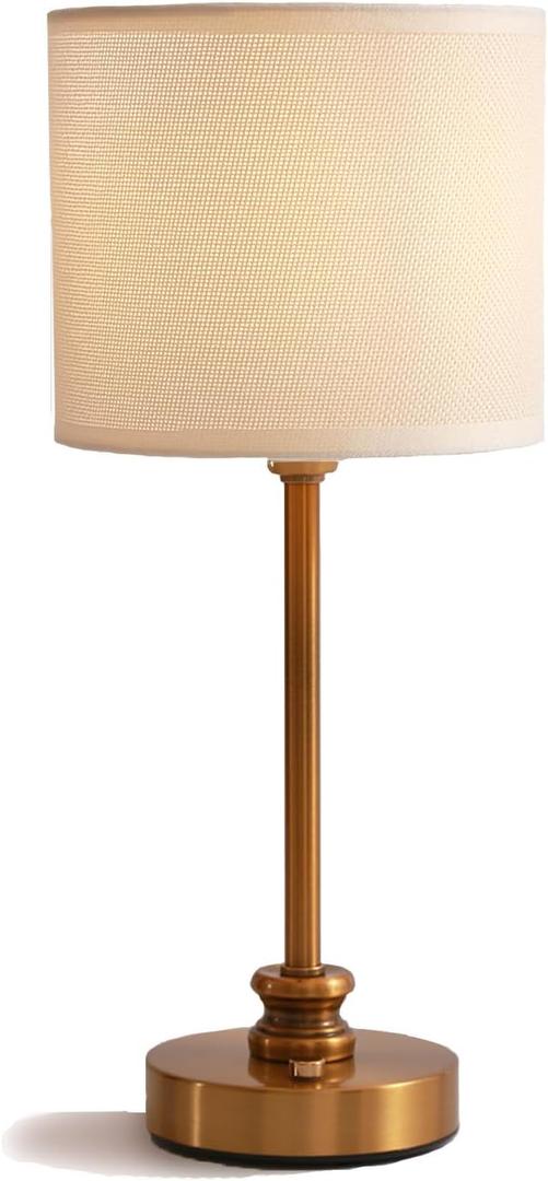 Cordless Table Lamp, Small Gold Portable Rechargeable Lamp, 2-Level Brightness, Patio Table Lamp, Livingroom, Bedroom, Dining Table, Ambient Light for Kitchen, Antique