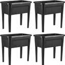 4 Pcs Plastic Raised Garden Beds with Legs16 Gallon Outdoor Elevated Garden Planter BoxPerfect for Flowers, Vegetables, and Herbs