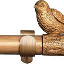 Adjustable 36-72 Inch Faux Wood Curtain Rods for Windows, 1-1/8" Heavy DutyCurtain Rod with Flying Bird Finials, Single Decorative Window Drapery Rod for Patio Door