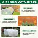 ANGAR 2Pcs 16 Mil Clear Greenhouse Tarp, 6x8FT Heavy Duty Waterproof Clear Tarps with Grommets, UV Resistant Greenhouse Replacement Poly Cover, for Gardening, Farming, Chicken Coops, Canopy, Outdoor