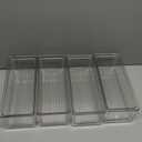 Hudgan 8 Pack Clear Plastic Drawer Organizer Bins Set, Stackable Cutlery Storage Bins Trays for Organizing Kitchen, Bathroom, Office, Crafts, Gadgets, Cabinet Supplies