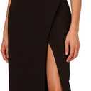Adrianna Papell Rhinestone Rosette Halter Midi Sheath Dress (Black, 16)