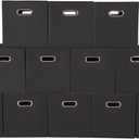 Fabric storage bins Cubes, Fabric Cube Organizer with Handle, Foldable Cube Bins for Cloth or Accessary Storage, 11x11x11, Set of 12, (Black)