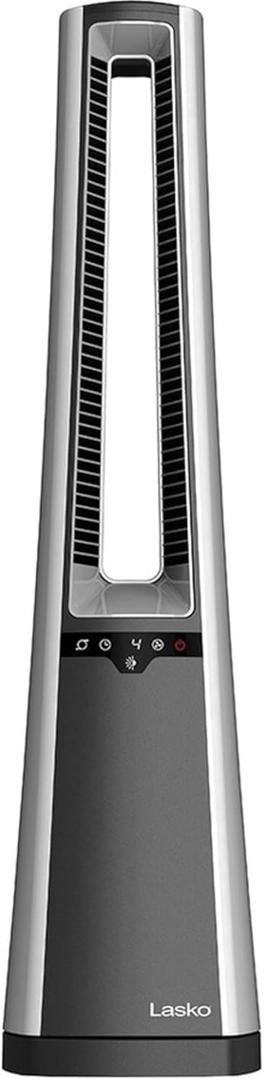 Lasko AC615 Portable Electric Oscillating Stand Up Bladeless Tower Fan with Remote Control for Indoor, Bedroom and Home Office Use, 36.1 inch, Gray/Silver