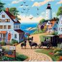 500 Pieces Puzzle for Adults, Town Horse House Puzzle, Recycled Cardboard Jigsaw Puzzles 500 Pieces for Adult, Challenging Puzzles Game Home Decor Birthday Party Gift Toy Seniors 20.5 * 15 in