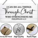I Can Do All Things Through Christ Wall Art Sign, Printed Wood Plaque Sign Wall Hanging, Christian Signs For Home Decor Wall, Philippians 4:13 Wall Decor Gift, Farmhouse Decor Wall Art Sign 12" x 6" (style 01)
