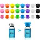 3ml Glass Vial Caps, Peptide Vial Caps, Silicone Protective Caps for 1ml 2ml 3ml Glass Vials, Reusable Vial Covers for Peptide Storage and Vial Boxes (24Pcs / 8Colors)