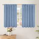 BGment Denim Blue Short Linen Curtains 36 Inch Length for Windows, Small Drapes Rod Pocket and Back Tab Rustic Country for Cafe Bedroom Bathroom Privacy Decorative, 2 Panels Set, 42 Inch Wide