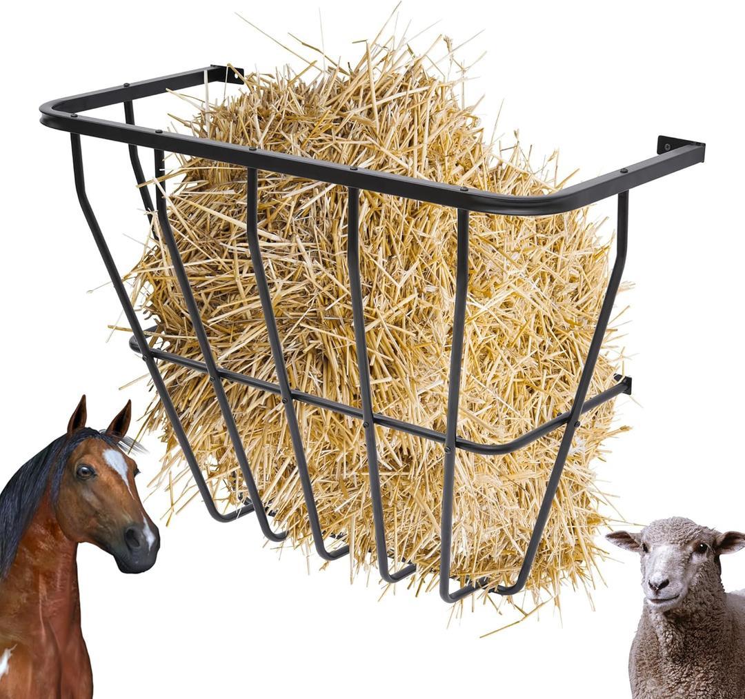 Nisorpa Hay Rack Wall Mount, 27 Gallon for Sheep Horse & Cattle, Carbon Steel
