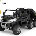 Hetoy 24V 2-Seater Ride On Dump Truck with Parent Remote Control, 4WD 6-Wheel Electric Car for Big Kids, UTV Style Dump Bed & Music Horn, ASTM/CPSIA Certified (Ages 3+) (Black)
