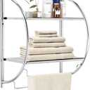 Tangkula Wall Mount 2 Tier Bathroom Shelf with Bars, 18" W X 10" D X 22" H, Home Toilet Double Layer Rustproof Chrome Shelf (Silver)