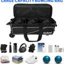 Goloni 3 Ball Bowling Bag with Wheels, Rolling Bowling Roller Bag with Retractable Handle for Balls & Bowling Accessories