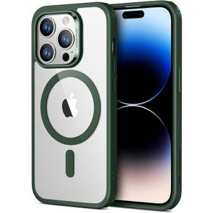 ESR for iPhone 14 Pro Max Case, Compatible with MagSafe, Shockproof Military-Grade Protection, Yellowing Resistant, Magnetic Classic Hybrid Case (HaloLock), Clear Green