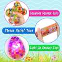 12 Pack Easter Eggs Fillers Light Up Fidget Stress Balls Easter Eggs Filled Toys Easter Basket Stuffers Glow In The Dark Egg Shaped Squishies Squeeze Ball for Kids Boys Girls Easter Hunt Party Favors