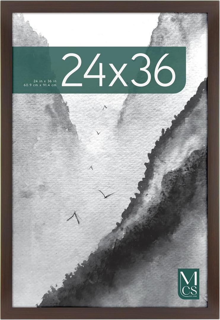 MCS Museum Poster Frame 24x36 Espresso Woodgrain, Vertical & Horizontal Wall Hanging Large Picture Frame for Photos, Posters & Art Prints (1-Pack)