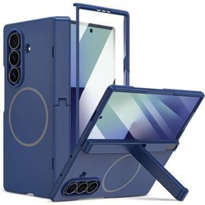 Maxdara for Z Fold 7 Magnetic Case, [Compatible with Magsafe] [Built-in Hidden Kickstand] [Hinge Protection] [Tempered Glass Screen Protector] Magnet Cover for Samsung Galaxy Z Fold 7 - Blue