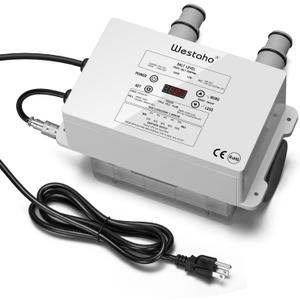 Salt Chlorine Generator, Westaho Salt Water Pool Chlorinator System with USA-Made Titanium Cells, for Above Ground Pools Up to 15,000 Gallons, Compatible with Intex Pools, IP66 Waterproof