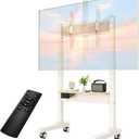 Heavy Duty Mobile TV Stand for 32-100 Inch Large TVs up to 200lbs, Mobile TV Floor Stand on Wheels with Large Storage Pegboard& Wooden Shelf for Bedroom, Living Room, Office (Fit 37"-86" White)
