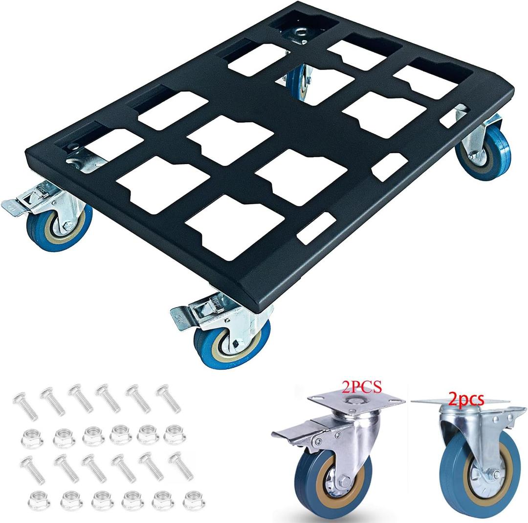 Duty Tool Box Dolly Compatible with Milwaukee Packout Carts, Fit for Packout Tool Box Made of Metal, Withstand up to 220 Lbs of Pressure, Milwaukee Dolly with Screws (Black, 1)