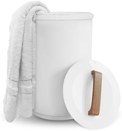 SAMEAT Heated Towel Warmers for Bathroom - Large Towel Warmer Bucket, Wood Handle, Auto Shut Off, Fits Up to Two 40"X70" Oversized Towels, Best Ideals