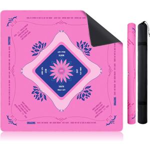 KUNTE Mahjong Mat for Table, Pink, 32x32 Inch