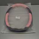 INEBIZ Universal Car Steering Wheel Cover Microfiber Leather Viscose Multi-Element Stitching (Black&Pink, D)