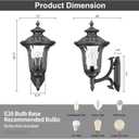 Outdoor Light Fixtures Wall Mount, Waterproof Exterior Wall Lanterns with Waer Ripple Glass, Outside Sconces, Front Porch Lights for House Garage Doorway Patio, 22'' Large Black