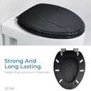 SANILO Wooden Toilet Seat with Soft Close [ELONGATED] - Decorative, Quiet & Slow Close Molded Wood Seat - With Strong Bumpers & Hinges - Adjustable Fit - Black Wood