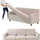 Couch Cover Velvet, Stretch Sofa Covers for Separate Main Cover/Backrests and Seat Cushions Couch Cover, for Living Room Furniture Slipcovers (Ivory,Small Seat 7 Piece)