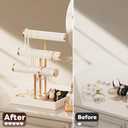 Abiglifty 3 Tier Necklace Holder Display, Jewelry Organizer, Jewelry Stand, Bracelet Display, Necklace Organizer, Bracelet holder, Jewelry Display for Necklace, Watches, Rings, Beige