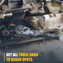 6-Piece Flex Head Ratchet Set, 1/4", 3/8", 1/2" Drive, Swivel Head Ratchet Wrench with Extension Bar, 72 Tooth, 180 Adjustable, Quick-Release, Flexible Ratchet Handle with EVA Foam