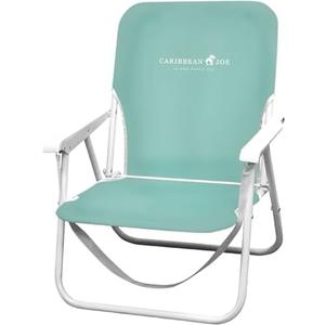 CARIBBEAN JOE Folding Beach Chair, 1 Position Lightweight and Portable Foldable Outdoor Camping Accessories with Carry Strap (Mint, 225lbs Capacity)