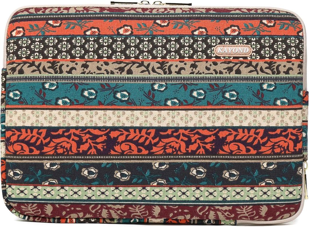 Kayond Canvas Water-Resistant 13.3 Inch Laptop Sleeve case for 12.5 inch 13inch Notebook Computer 12.9 Pocket Tablet (13-13.3 inch, Red Bohemia)