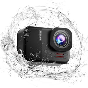 Action Camera 4K60fps Underwater - IPX7 10M Waterproof Action Cameras, 48MP Touchscreen Sports Camera with 6-Axis Stabilization, 8X Zoom WiFi Camera for Diving, Cycling, Outdoor Sports