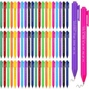 Cholemy 50 Pcs Bible Verse Pens Christian Gifts Bulk, Christian Pens for Women Inspirational Quotes Writing Tool Retractable Black Ink Religious Ballpoint for Women Men School Office(Bright)