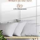 1000 TC Light Gray Standard Pillowcases Set of 4 100% Egyptian Cotton Pillow Cases with Long Staple Cotton & Sateen Weave, Silky Soft Hotel - Like Bed Pillow Covers for Comfy Sleeping, Snug Fit