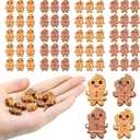 Wesiti 60 Pcs Christmas Mini Resin Gingerbread Men Charms for DIY Craft Miniature Gingerbread Figurines Tiny Flat Back Ornaments for Xmas Holiday Party Village Accessories Garden Dollhouse Tree Decor
