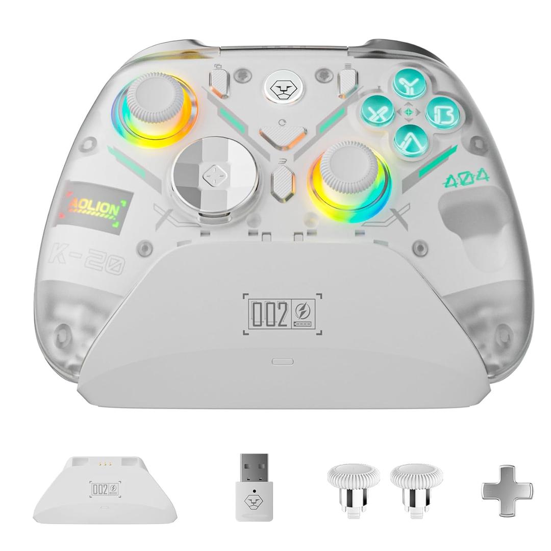 OLCLSS Wireless Gaming Controller for Switch 2/PC/Android/iOS  Hall Effect Joysticks & Triple-Mode Triggers, Mechanical Buttons, Macro Back Buttons, RGB Lighting, with Charging Dock, 1000Hz Polling Rate(Advanced)