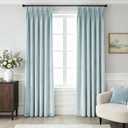 Pinch Pleat Light Blue Velvet Curtains 96 inch Length 2 Panel Set for Living Room Modern Elegant Plush Velvet Luxury Fabric Room Darkening Pleated Window Drapes Insulated Bedroom Curtain Dusty Blue
