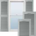 14 1/2"W x 39"H Lifetime Vinyl, Standard Cathedral Top Center Mullion, Open Louver Shutters, w/Installation Shutter-Lok's & Matching Screws (Per Pair), Platinum, 14.5-in. W x 39-in. H