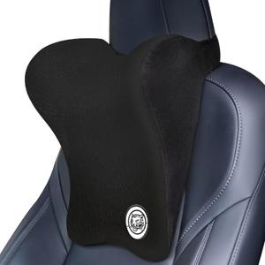 Car Neck Pillow for Driving Seat, Soft Memory Foam Headrest Pillow with Adjustable Strap and Removable Cover, Ergonomic Neck Support for Car, Office Chair, Gaming Chair  Black (Pack of 1)