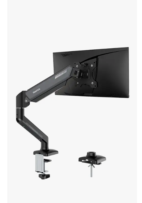 Basics Single Computer Monitor Stand with Cable Management, Height Adjustable VESA Desk Arm Mount, Fully Adjustable Tilt and Rotation, Steel, Black, Fits 1330" Screens