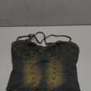 SHENHE Women's Sexy Criss Cross Backless Denim Crop Top Rivet Studded Low Cut Y2k Jean Top Dark Blue Small